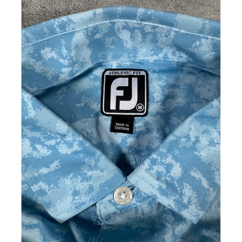 FootJoy Athletic Fit Golf Polo Shirt Mens M Blue Digital Camo Stretch 29095 - Picture 4 of 10